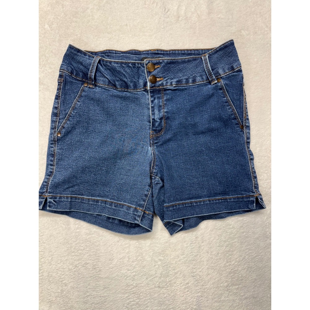 d.jeans Womens Blue Denim Shorts Double Button Extreme Stretch Size 8 Wash